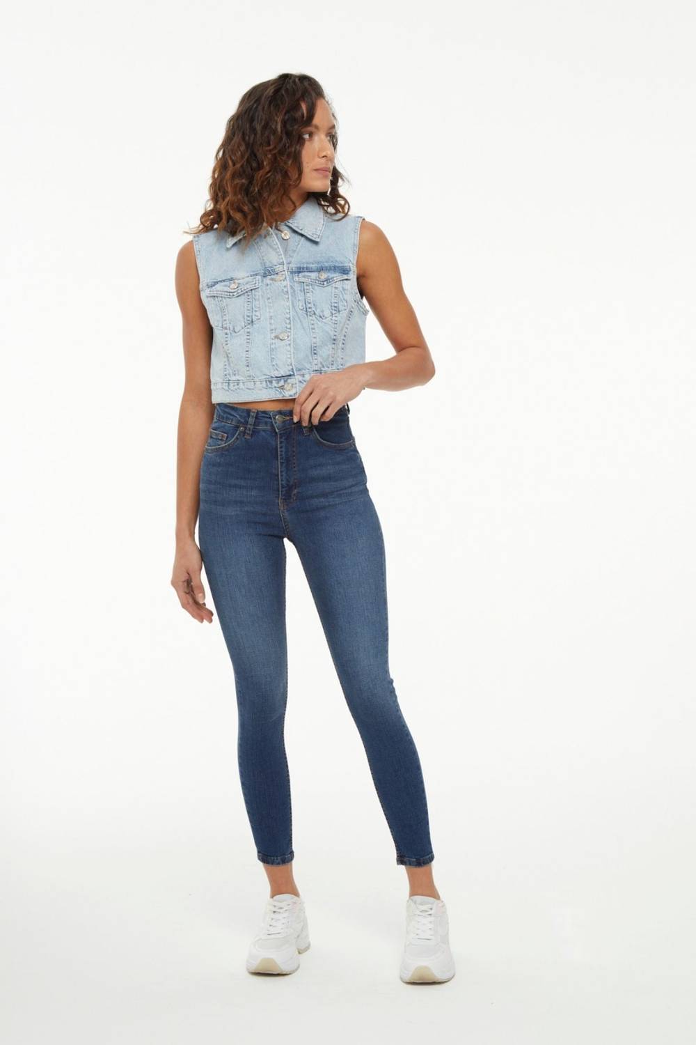 Женские джинсовые джинсы с оттенком цвета Skinny Fit Lycra High Waist Jeans