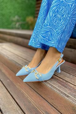 Naol Kot Rengi Tokalı Kadın Topuklu Ayakkabı