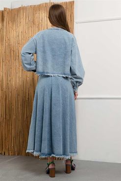 Persesstyle Ceket-Etek Jean Takım - Mavi (10292)