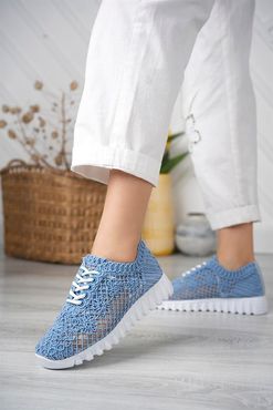 Aymood Örgü Desenli Sneakers C Mavi Tekstil