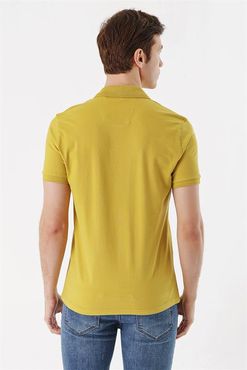 Morven Erkek Limon Küfü Basic Düz %100 Pamuk Dynamic Fit Rahat Kesim Kısa Kollu  Polo Yaka Tişört