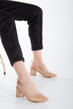 Vako Kadın Arkası Açık Topuklu Ayakkabı Nude Cilt