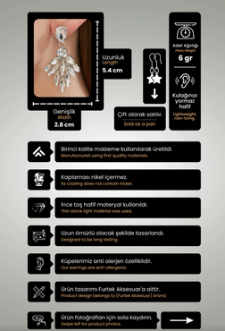 Kadın Liana Model Gümüş Kristal Zirkon Taşlı Sallantılı Günlük Abiye Elbise Düğün Gelin Parti Küpe