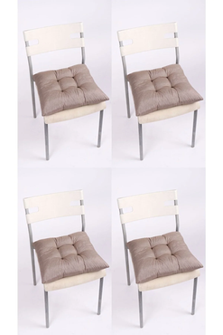 Dekoratif Pofidik Sandalye Minderi // Elyaf Dolgulu// Bağcıklı 40x40 Cm 4 Adet
